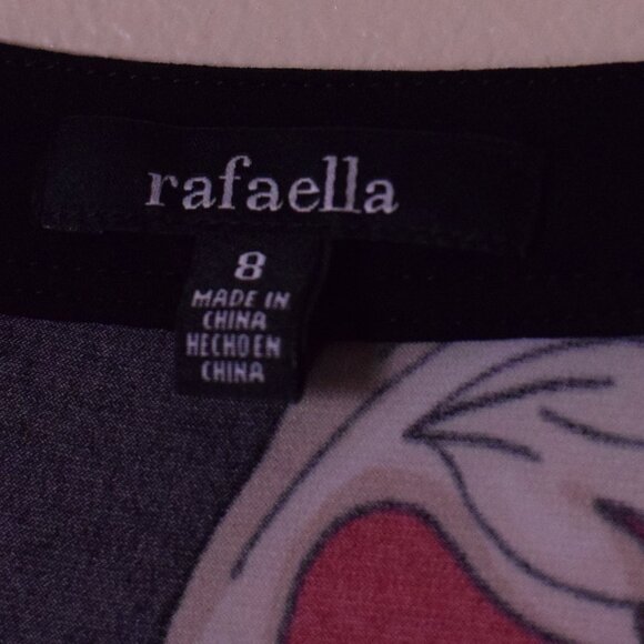 Rafaella Women's Black & Red Linked Scroll 3/4 Sleeve Midi Dress - Size 8 - Picture 7 of 8